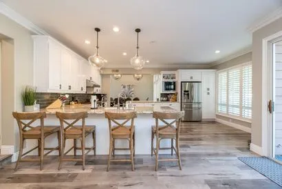 Warm kitchen and dining space